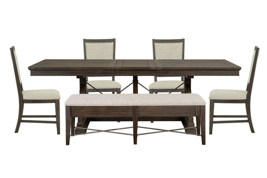 Magnussen - Westley Falls Graphite Extendable Trestle Dining Table With 4 Upholstered Side Chairs And Upholstered Bench - D4399-25-KIT23 view 1