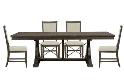 Magnussen - Westley Falls Graphite Extendable Trestle Dining Table With 4 Upholstered Side Chairs - D4399-25-KIT5 view 1