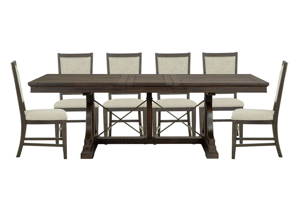 Magnussen - Westley Falls Graphite Extendable Trestle Dining Table With 6 Upholstered Side Chairs - D4399-25-KIT7 view 1