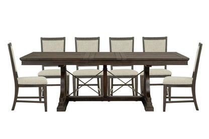 Magnussen - Westley Falls Graphite Extendable Trestle Dining Table With 6 Upholstered Side Chairs - D4399-25-KIT7 view 1