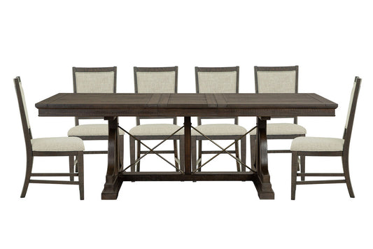 Magnussen - Westley Falls Graphite Extendable Trestle Dining Table With 6 Upholstered Side Chairs - D4399-25-KIT7 view 1