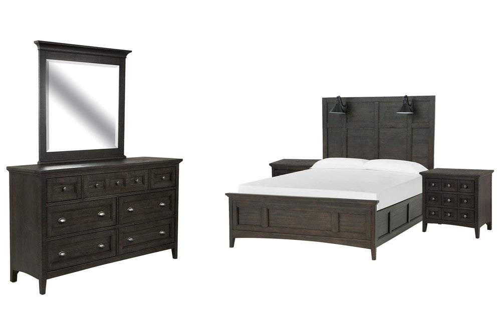 Magnussen - Westley Falls Graphite King Lamp Panel Bed 2 Nightstands And Drawer Dresser With Landscape Mirror - B4399-69-KIT4 view 1
