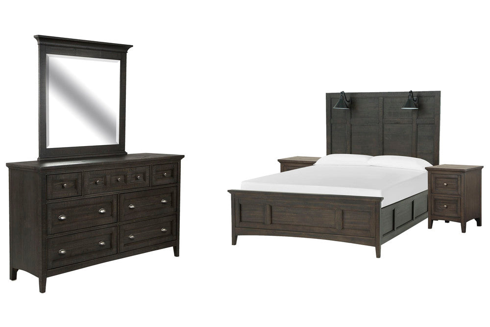 Magnussen - Westley Falls Graphite King Lamp Panel Bed 2 Small Nightstands And Drawer Dresser With Landscape Mirror - B4399-69-KIT9 view 1