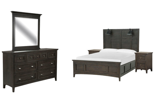 Magnussen - Westley Falls Graphite King Lamp Panel Bed 2 Small Nightstands And Drawer Dresser With Landscape Mirror - B4399-69-KIT9 view 1