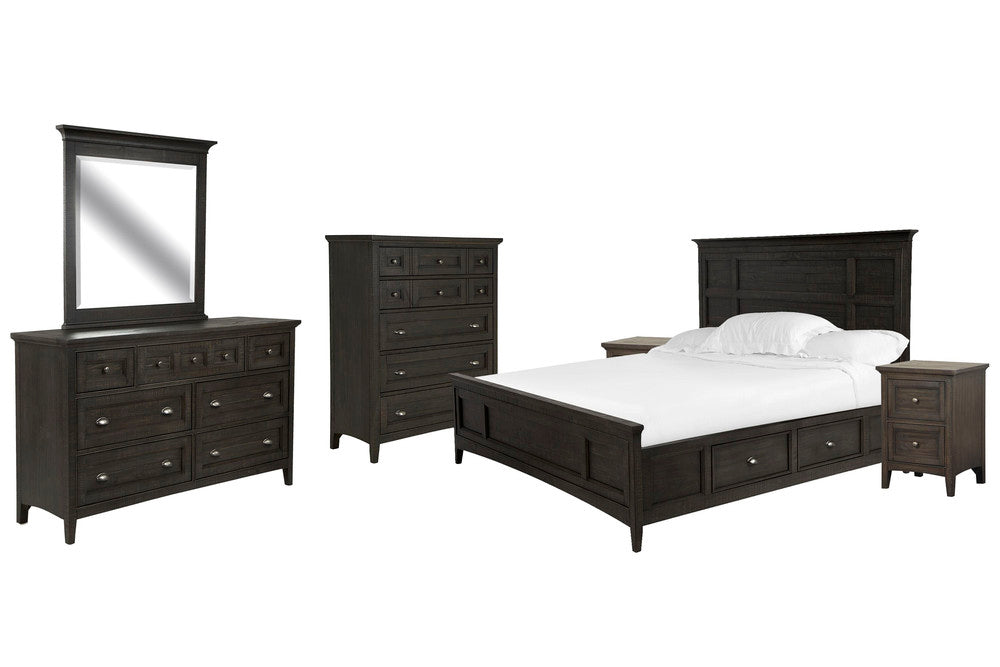 Magnussen - Westley Falls Graphite King Panel Storage Bed 2 Small Nightstands Drawer Dresser With Landscape Mirror And Drawer Chest - B4399-65-KIT10 view 1