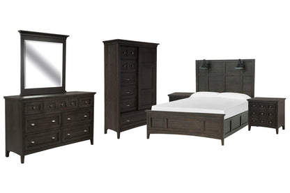Magnussen - Westley Falls Graphite Queen Lamp Panel Bed 2 Nightstands Drawer Dresser With Landscape Mirror And Door Chest - B4399-59-KIT6 view 1