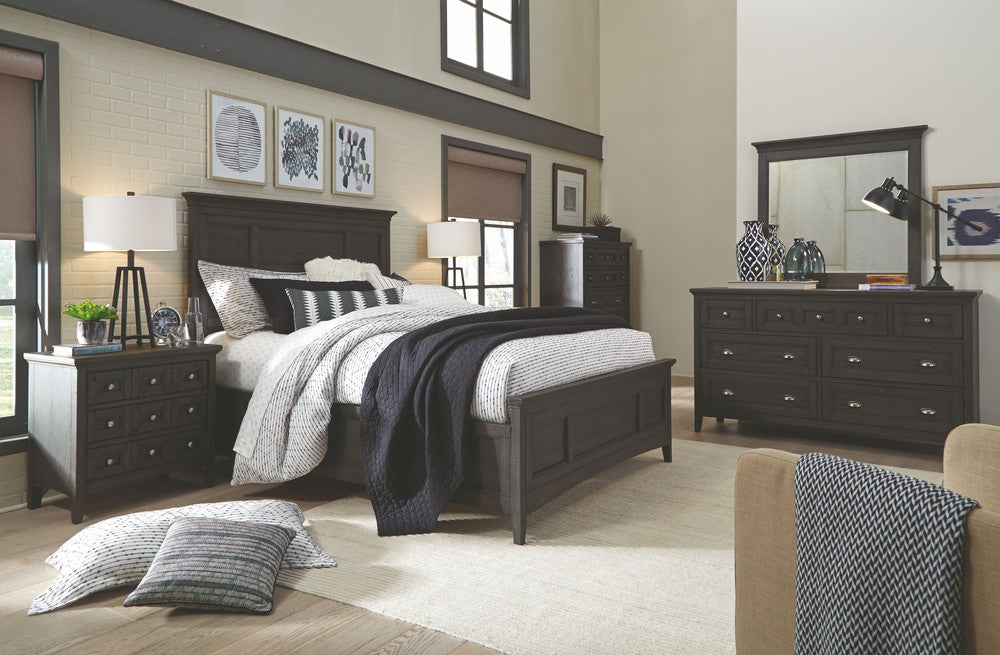 Magnussen - Westley Falls Graphite Queen Panel Bed 2 Nightstands Drawer Dresser With Landscape Mirror And Door Chest - B4399-54-KIT6 view 8