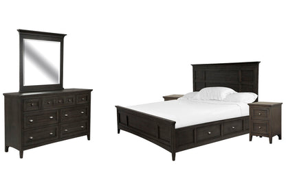 Magnussen - Westley Falls Graphite Queen Panel Storage Bed 2 Small Nightstands And Drawer Dresser With Landscape Mirror - B4399-55-KIT9 view 1