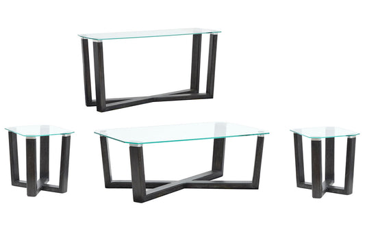 Magnussen - Wexler Black Truffle And Clear Glass Rectangular Cocktail Table With 2 End Table And Sofa Table - T6345-43KIT3 view 1