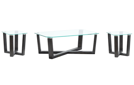 Magnussen - Wexler Black Truffle And Clear Glass Rectangular Cocktail Table With 2 End Table - T6345-43KIT2 view 1