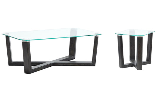 Magnussen - Wexler Black Truffle And Clear Glass Rectangular Cocktail Table With End Table - T6345-43KIT1 view 1