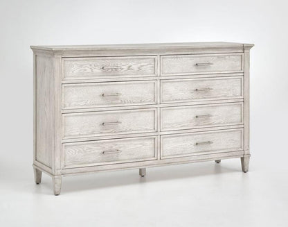Magnussen - White and Dinara Taupe Fabric and Tumbled Silver - Double Drawer Dresser - B7007-22_CLOSEOUT veiw 1