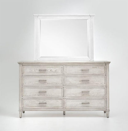 Magnussen - White and Dinara Taupe Fabric and Tumbled Silver - Double Drawer Dresser - B7007-22_CLOSEOUT veiw 2