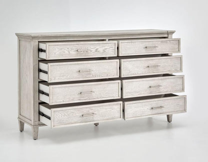 Magnussen - White and Dinara Taupe Fabric and Tumbled Silver - Double Drawer Dresser - B7007-22_CLOSEOUT veiw 3