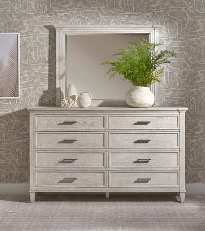 Magnussen - White and Dinara Taupe Fabric and Tumbled Silver - Double Drawer Dresser - B7007-22_CLOSEOUT veiw 5