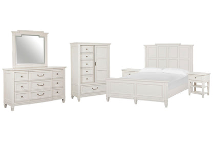 Magnussen - Willowbrook Egg Shell White California King Panel Bed 2 Open Nightstands Drawer Dresser With Landscape Mirror And Door Chest - B5324-74-KIT11 view 1