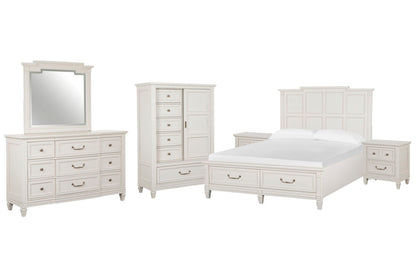 Magnussen - Willowbrook Egg Shell White California King Panel Storage Bed 2 Nightstands Drawer Dresser With Landscape Mirror And Door Chest - B5324-74A-KIT6 view 1