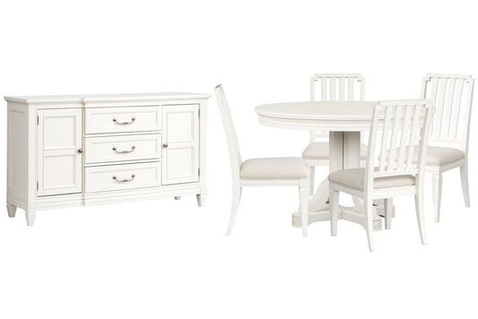 Magnussen - Willowbrook Egg Shell White Extendable 48" Round Dining Table With 4 Side Chairs And Buffet - D5324-25-KIT2 view 1