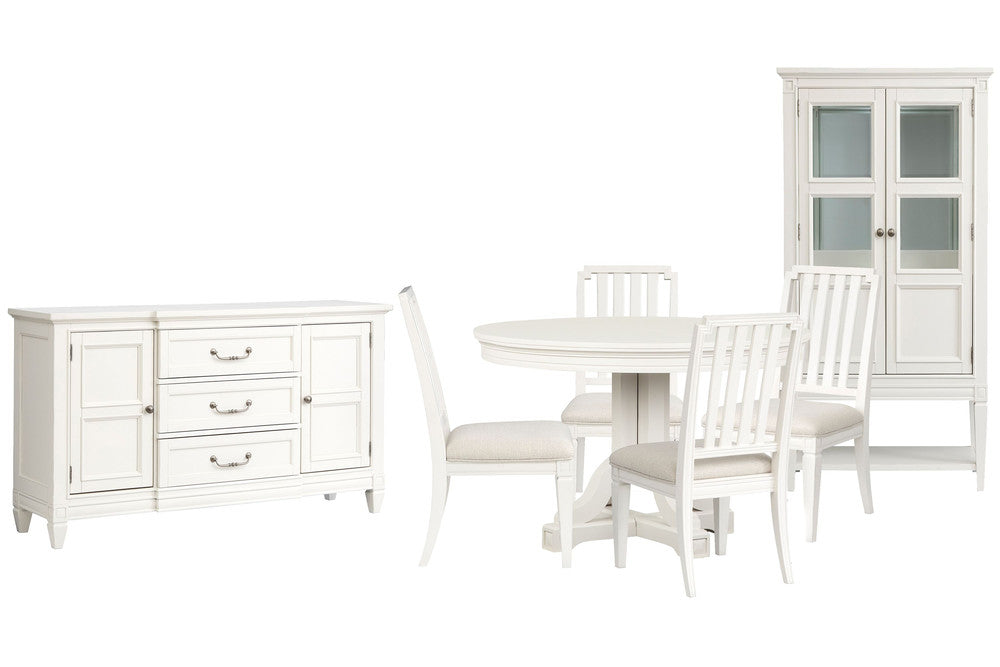 Magnussen - Willowbrook Egg Shell White Extendable 48" Round Dining Table With 4 Side Chairs Buffet And Display Cabinet - D5324-25-KIT3 view 1