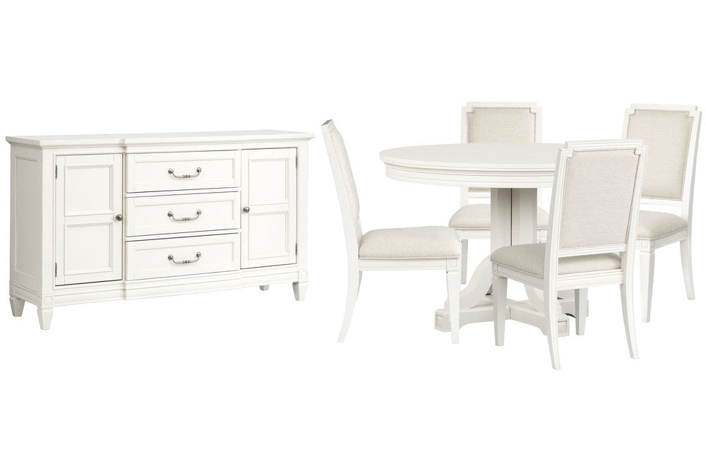 Magnussen - Willowbrook Egg Shell White Extendable 48" Round Dining Table With 4 Upholstered Side Chairs And Buffet - D5324-25-KIT5 view 1