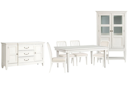 Magnussen - Willowbrook Egg Shell White Extendable Rectangular Dining Table With 2 Side Chairs 2 Upholstered Side Chairs Buffet And Display Cabinet - D5324-20-KIT21 view 1