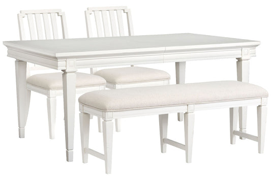 Magnussen - Willowbrook Egg Shell White Extendable Rectangular Dining Table With 2 Side Chairs And Upholstered Bench - D5324-20-KIT28 view 1