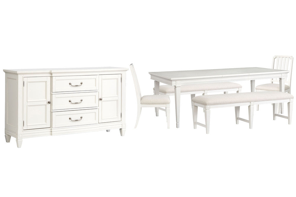 Magnussen - Willowbrook Egg Shell White Extendable Rectangular Dining Table With 2 Upholstere Benches 2 Side Chairs And Buffet - D5324-20-KIT53 view 1