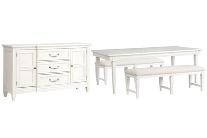 Magnussen - Willowbrook Egg Shell White Extendable Rectangular Dining Table With 2 Upholstere Benches And Buffet - D5324-20-KIT50 view 1
