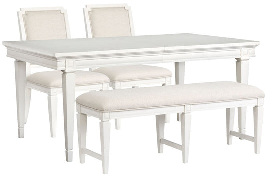 Magnussen - Willowbrook Egg Shell White Extendable Rectangular Dining Table With 2 Upholstered Side Chairs And Upholstered Bench - D5324-20-KIT37 view 1