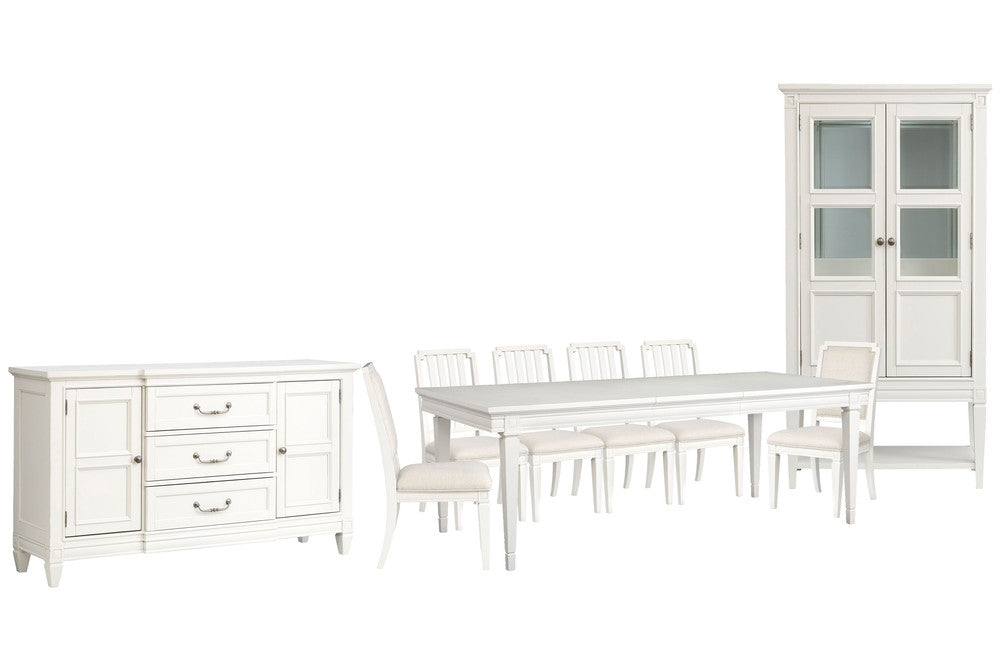 Magnussen - Willowbrook Egg Shell White Extendable Rectangular Dining Table With 4 Side Chairs 2 Upholstered Side Chairs Buffet And Display Cabinet - D5324-20-KIT24 view 1