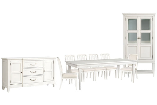 Magnussen - Willowbrook Egg Shell White Extendable Rectangular Dining Table With 4 Side Chairs 2 Upholstered Side Chairs Buffet And Display Cabinet - D5324-20-KIT24 view 1