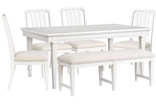 Magnussen - Willowbrook Egg Shell White Extendable Rectangular Dining Table With 4 Side Chairs And Upholstered Bench - D5324-20-KIT31 view 1