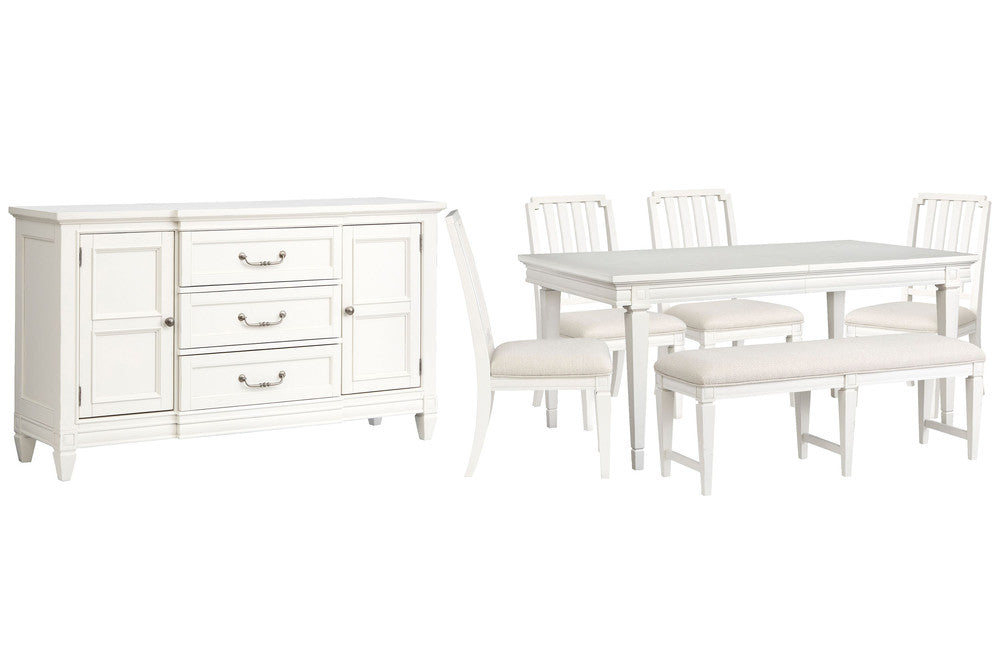 Magnussen - Willowbrook Egg Shell White Extendable Rectangular Dining Table With 4 Side Chairs Upholstered Bench And Buffet - D5324-20-KIT32 view 1