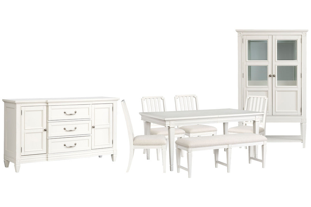 Magnussen - Willowbrook Egg Shell White Extendable Rectangular Dining Table With 4 Side Chairs Upholstered Bench Buffet And Display Cabinet - D5324-20-KIT33 view 1