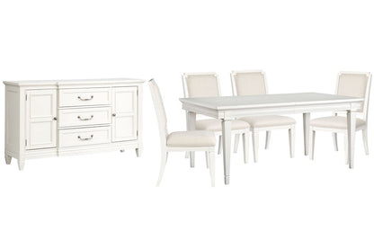 Magnussen - Willowbrook Egg Shell White Extendable Rectangular Dining Table With 4 Upholstered Side Chairs And Buffet - D5324-20-KIT11 view 1