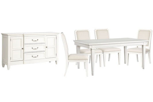 Magnussen - Willowbrook Egg Shell White Extendable Rectangular Dining Table With 4 Upholstered Side Chairs And Buffet - D5324-20-KIT11 view 1