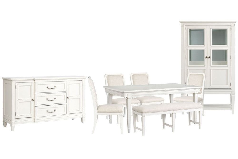 Magnussen - Willowbrook Egg Shell White Extendable Rectangular Dining Table With 4 Upholstered Side Chairs Upholstered Bench Buffet And Display Cabinet - D5324-20-KIT42 view 1