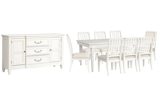 Magnussen - Willowbrook Egg Shell White Extendable Rectangular Dining Table With 6 Side Chairs 2 Upholstered Side Chairs And Buffet - D5324-20-KIT26 view 1