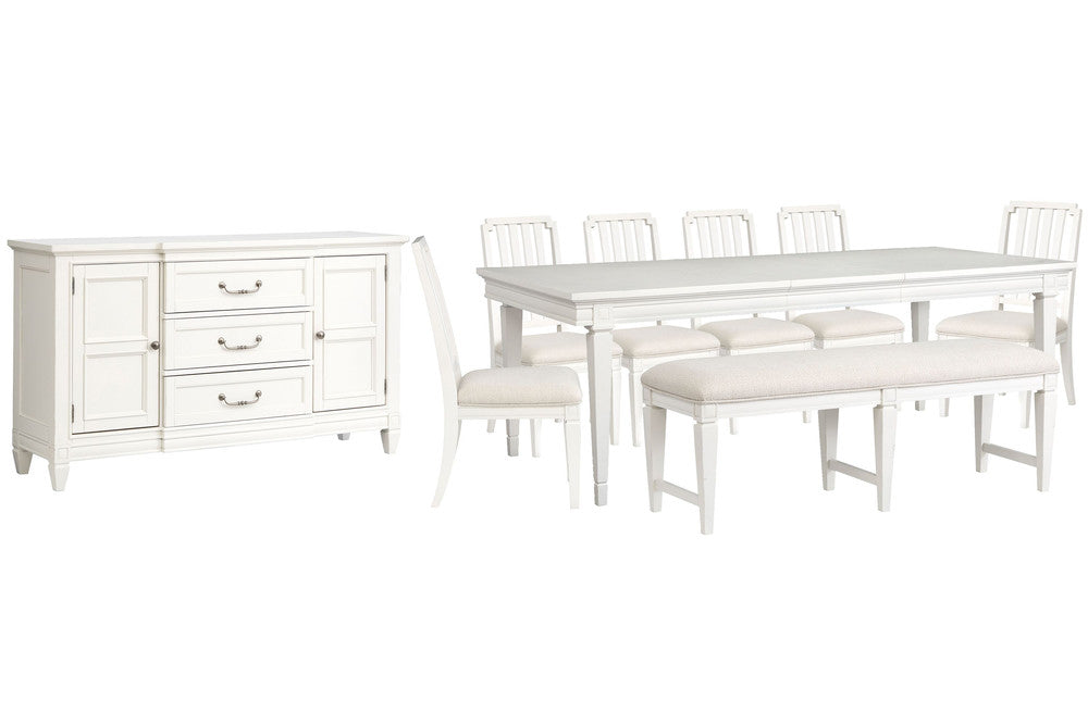 Magnussen - Willowbrook Egg Shell White Extendable Rectangular Dining Table With 6 Side Chairs Upholstered Bench And Buffet - D5324-20-KIT35 view 1