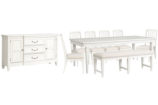 Magnussen - Willowbrook Egg Shell White Extendable Rectangular Dining Table With 6 Side Chairs Upholstered Bench And Buffet - D5324-20-KIT35 view 1