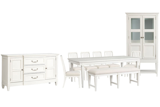 Magnussen - Willowbrook Egg Shell White Extendable Rectangular Dining Table With 6 Side Chairs Upholstered Bench Buffet And Display Cabinet - D5324-20-KIT36 view 1