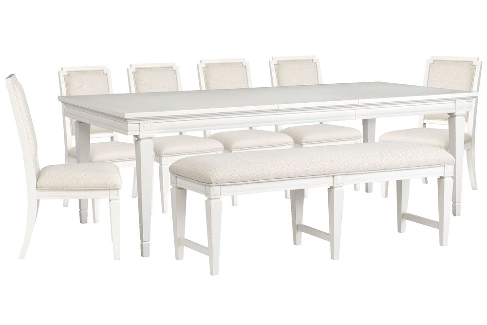 Magnussen - Willowbrook Egg Shell White Extendable Rectangular Dining Table With 6 Upholstered Side Chairs And Upholstered Bench - D5324-20-KIT43 view 1