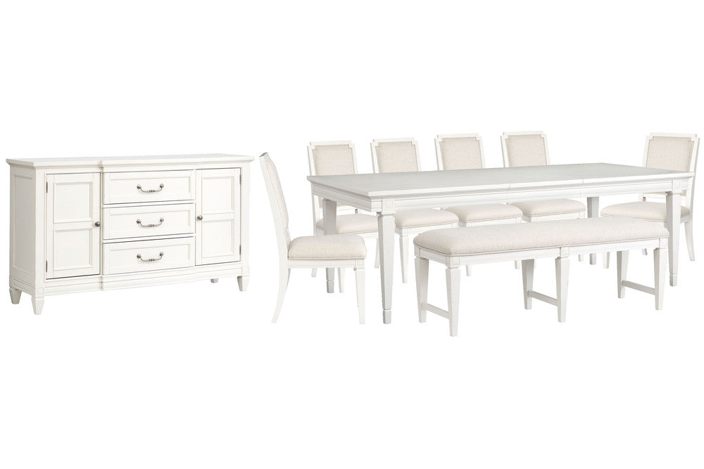 Magnussen - Willowbrook Egg Shell White Extendable Rectangular Dining Table With 6 Upholstered Side Chairs Upholstered Bench And Buffet - D5324-20-KIT44 view 1
