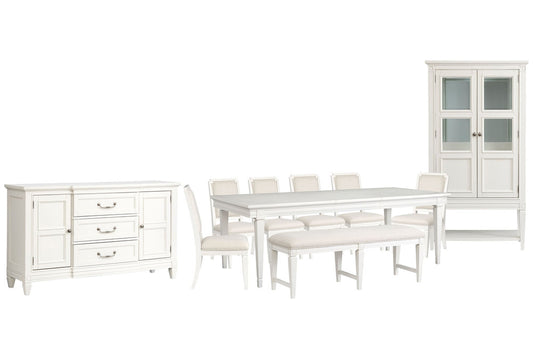 Magnussen - Willowbrook Egg Shell White Extendable Rectangular Dining Table With 6 Upholstered Side Chairs Upholstered Bench Buffet And Display Cabinet - D5324-20-KIT45 view 1