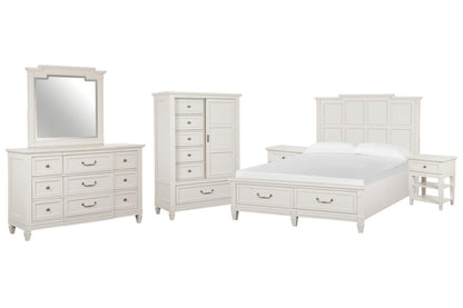 Magnussen - Willowbrook Egg Shell White King Panel Storage Bed 2 Open Nightstands Drawer Dresser With Landscape Mirror And Door Chest - B5324-64A-KIT11 view 1