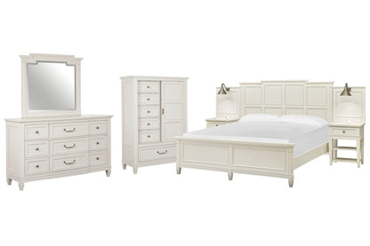 Magnussen - Willowbrook Egg Shell White Queen Wall Panel Bed 2 Nightstands Drawer Dresser With Landscape Mirror And Door Chest - B5324-54B-KIT3 view 1