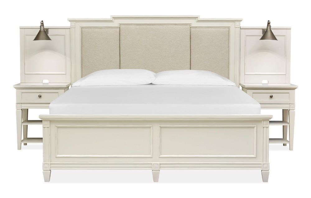 Magnussen - Willowbrook Egg Shell White With Slight Rub Through California King Upholstered Wall Panel Bed - B5324-75B view 2