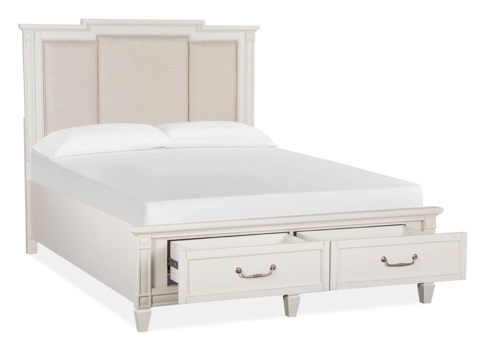 Magnussen - Willowbrook Egg Shell White With Slight Rub Through Queen Panel Upholstered Storage Bed - B5324-55A view 2