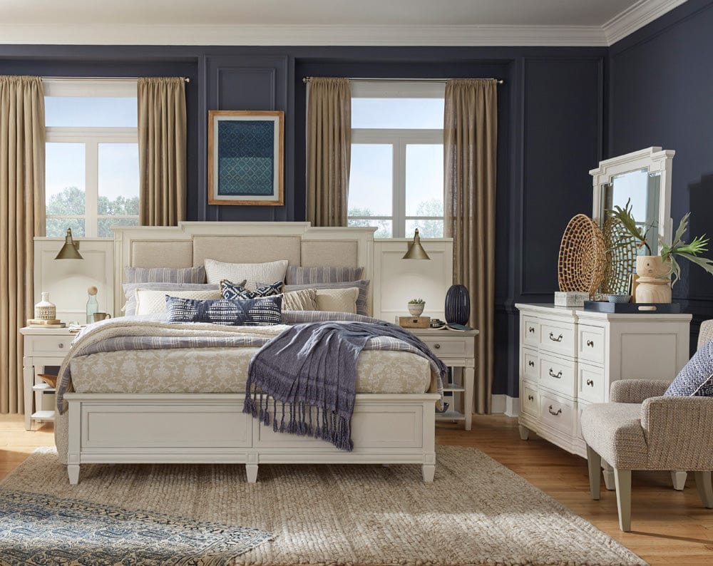 Magnussen - Willowbrook Egg Shell White With Slight Rub Through Queen Upholstered Wall Panel Bed - B5324-55B view 5