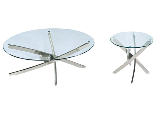 Magnussen - Zila Brushed Nickel Oval Cocktail Table With End Table - T2050-47KIT1 view 1